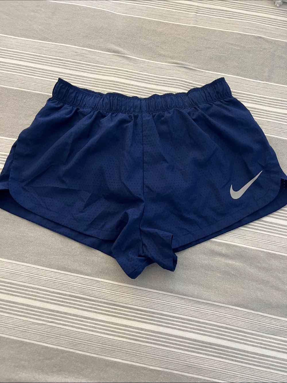 Nike Women's Navy Athletic Running Shorts with Reflective Swoosh